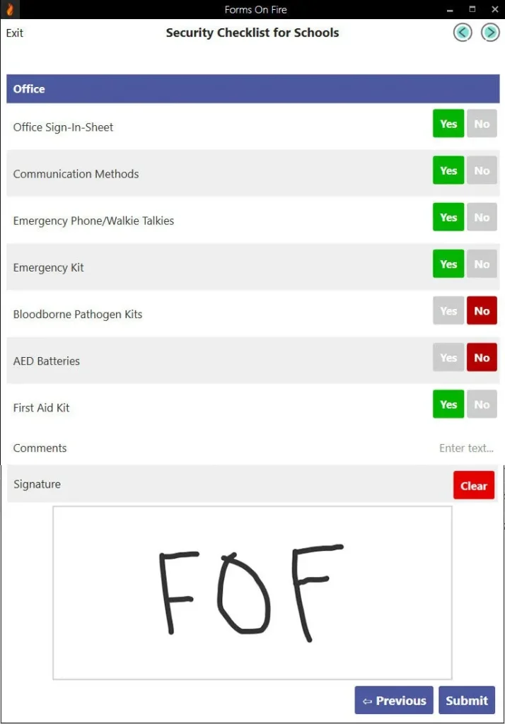 School security checklist example.