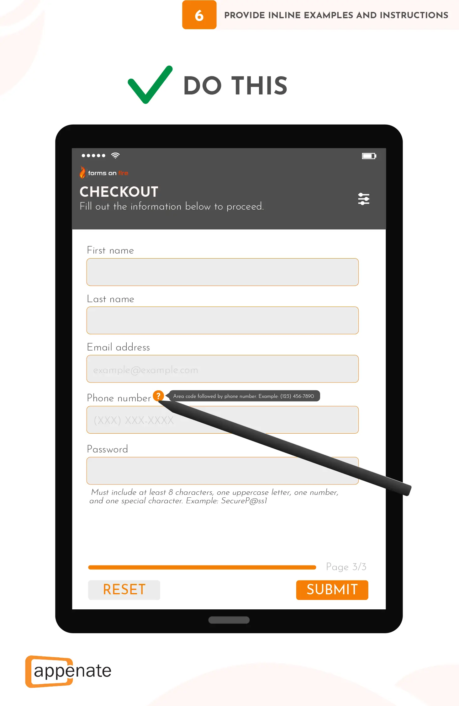 A tablet is being used to fill out a form with a pen.