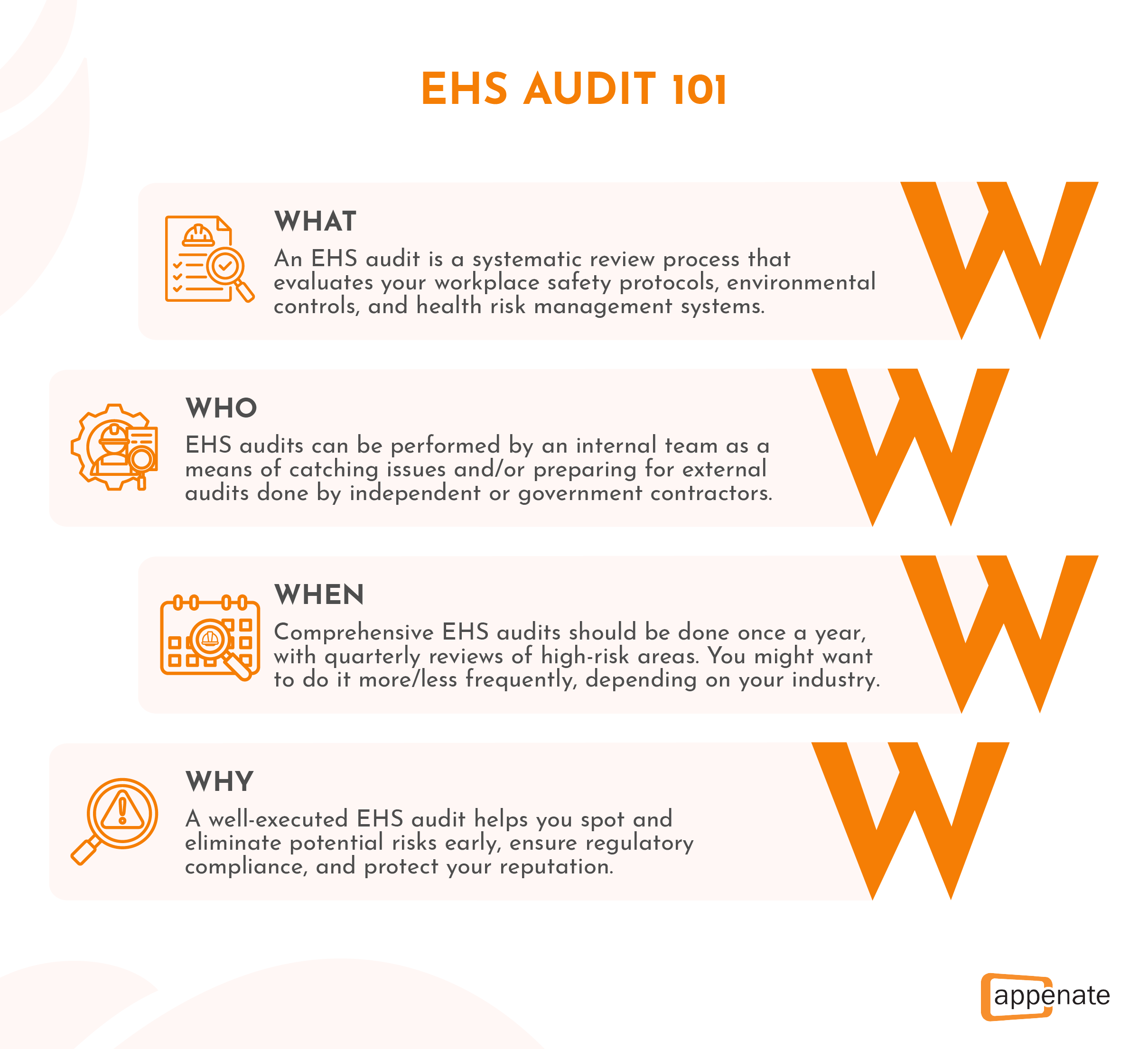 A poster that explains the basics of an EHS audit. 