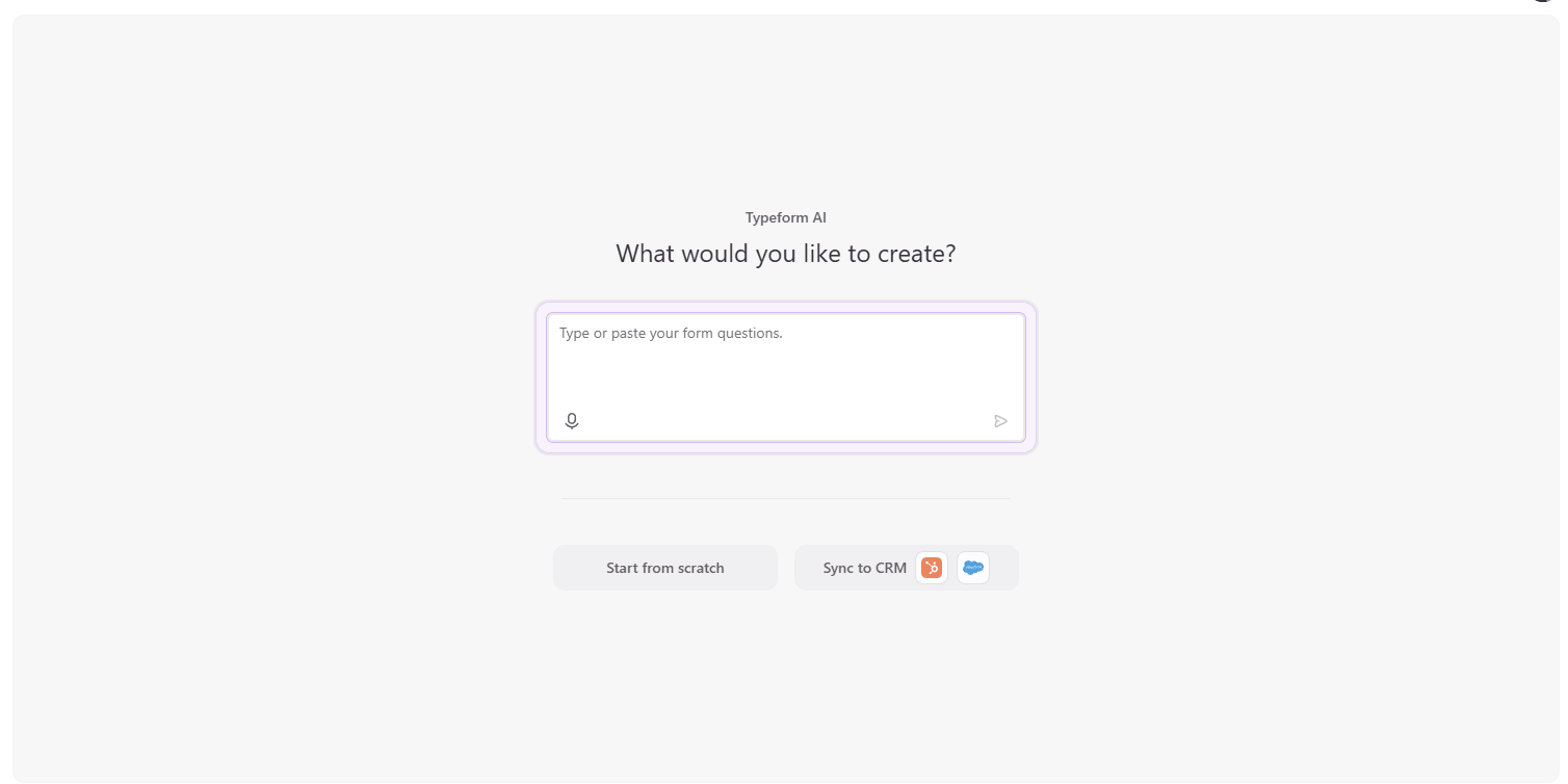 A screenshot of Typeform AI builder.