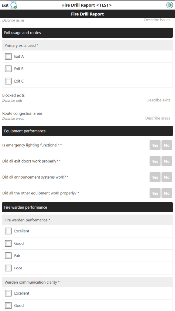 Fire Drill Checklist part 2.