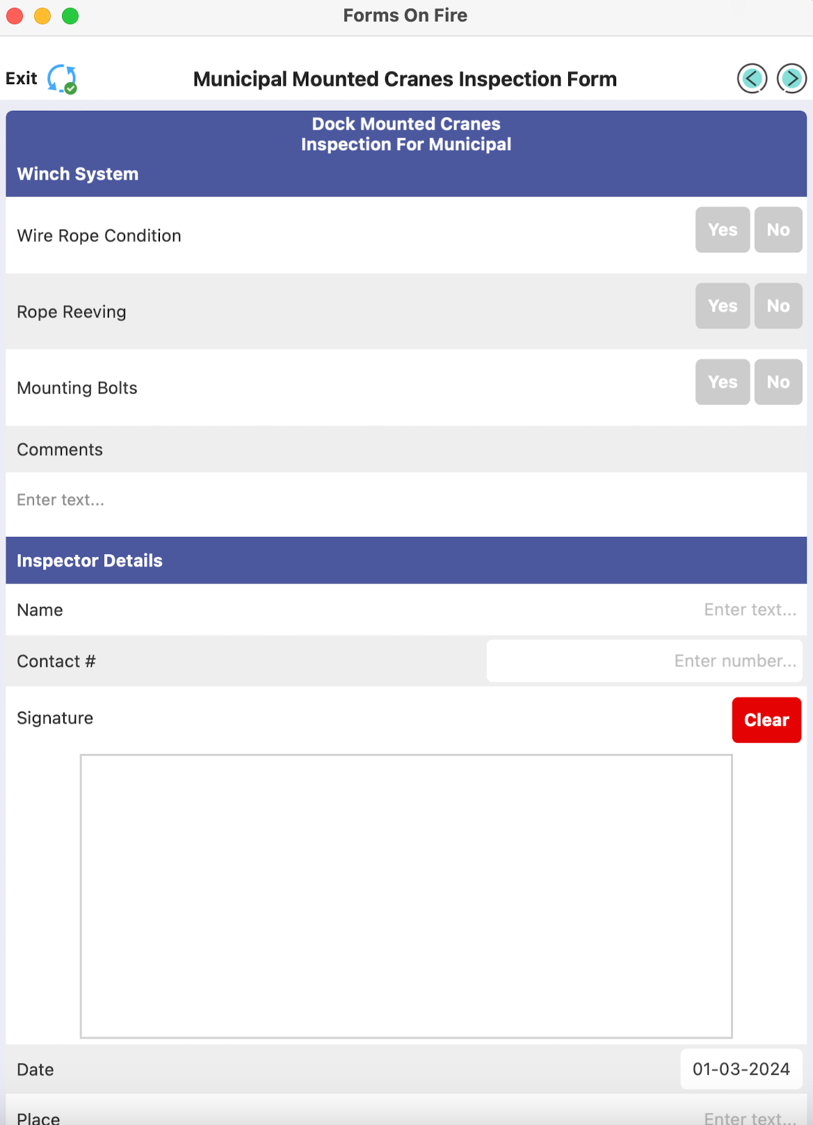 A snapshot of a dock-mounted crane inspection checklist template.