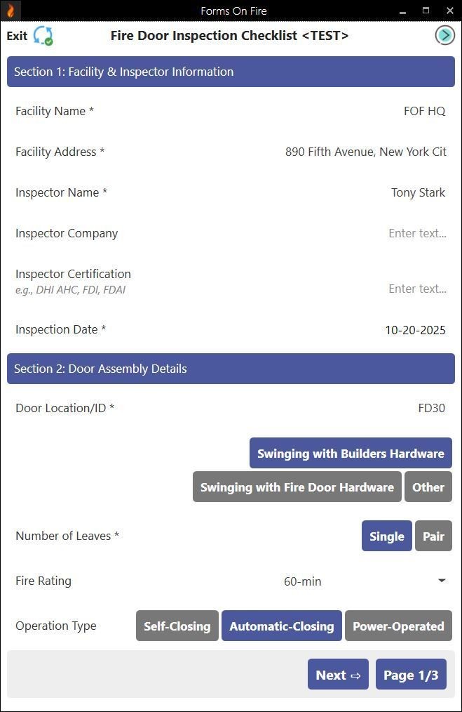 Fire Door Inspection Checklist screen 1.