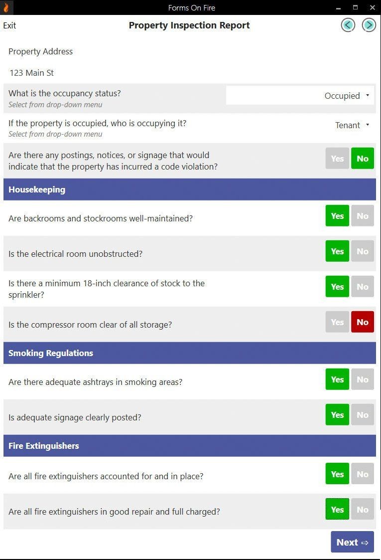 Property inspection checklist example.