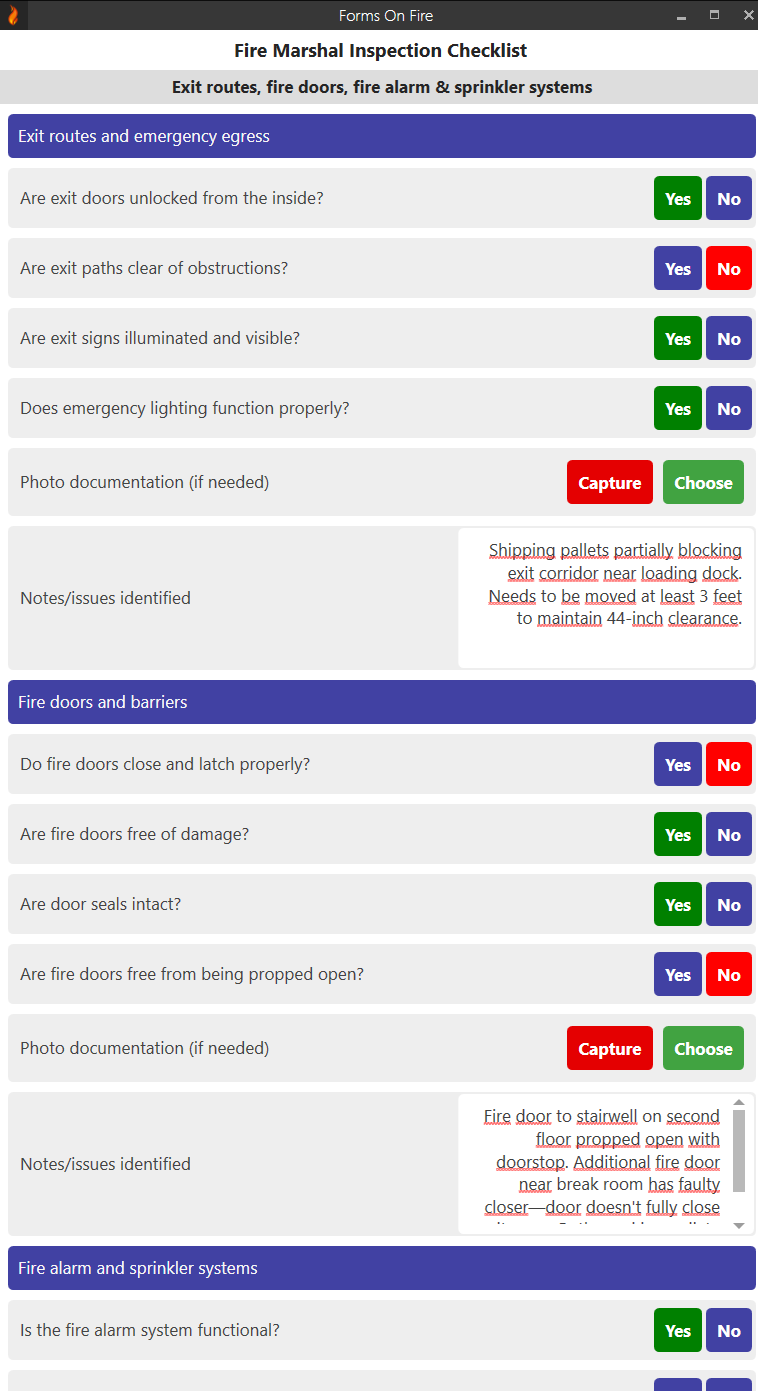 Fire Marshal Inspection Checklist Template screen 3.