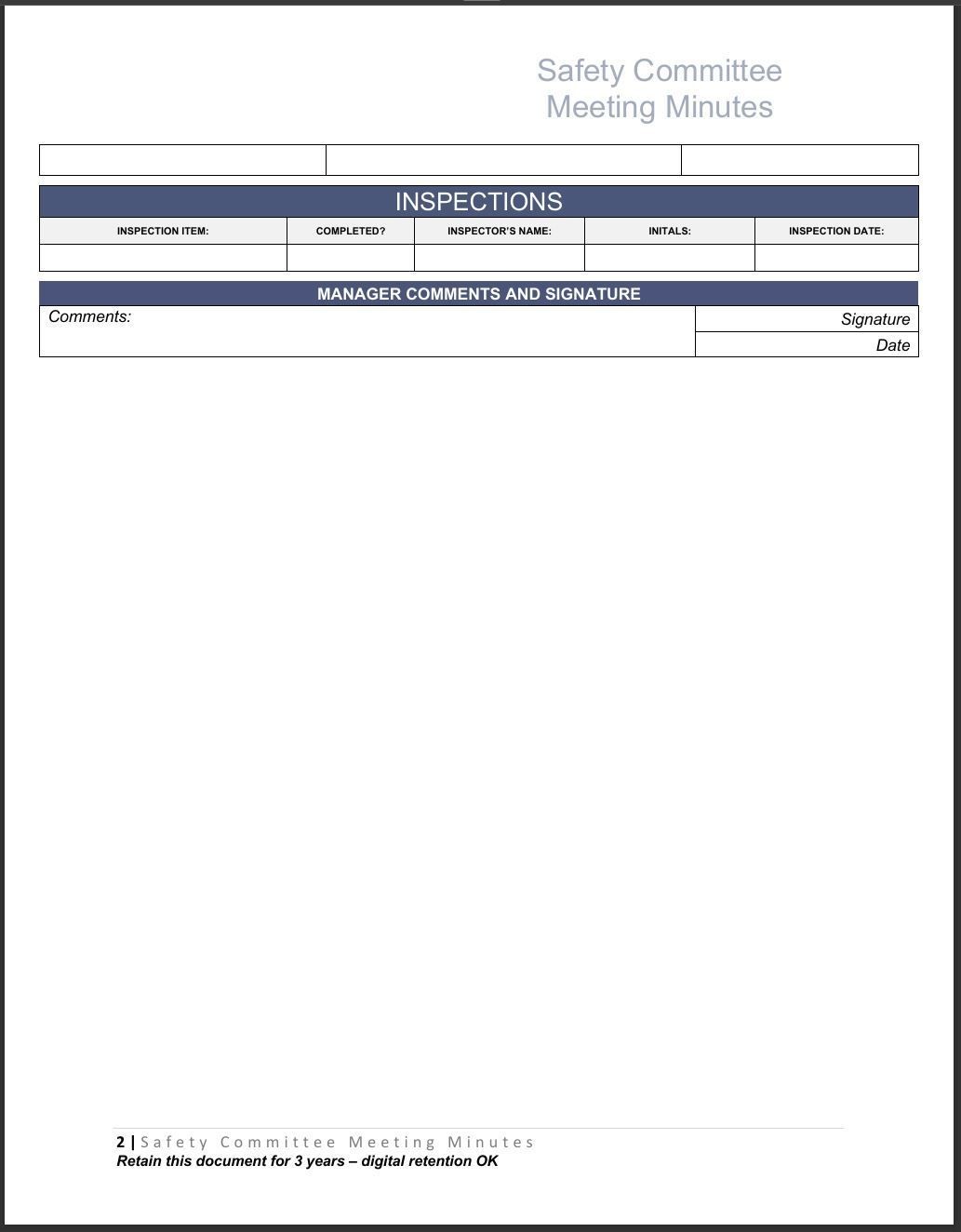 Safety Committee Minutes meeting template part 2.