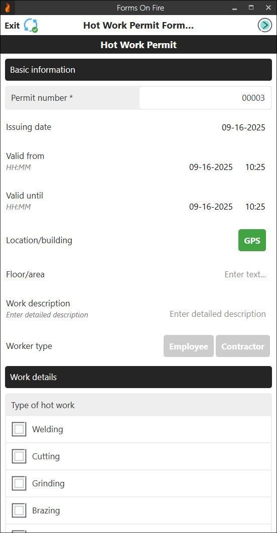 How work permit form screen 1.