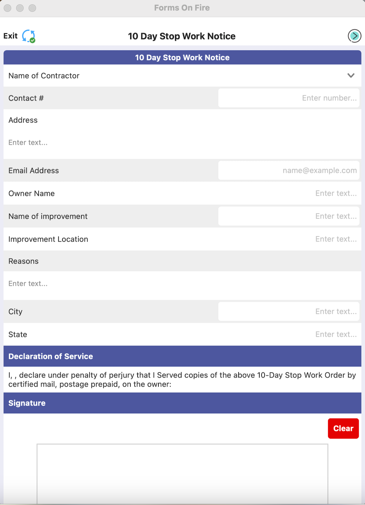 A construction stop work order template built with Appenate.