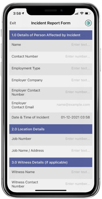 An example of a data collection form built using Appenate.