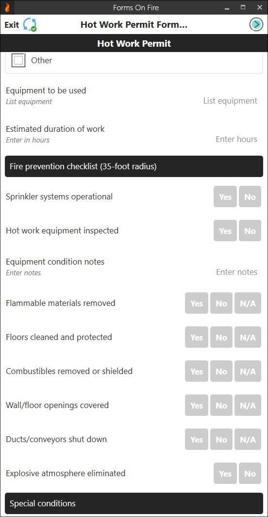 How work permit form screen 2.