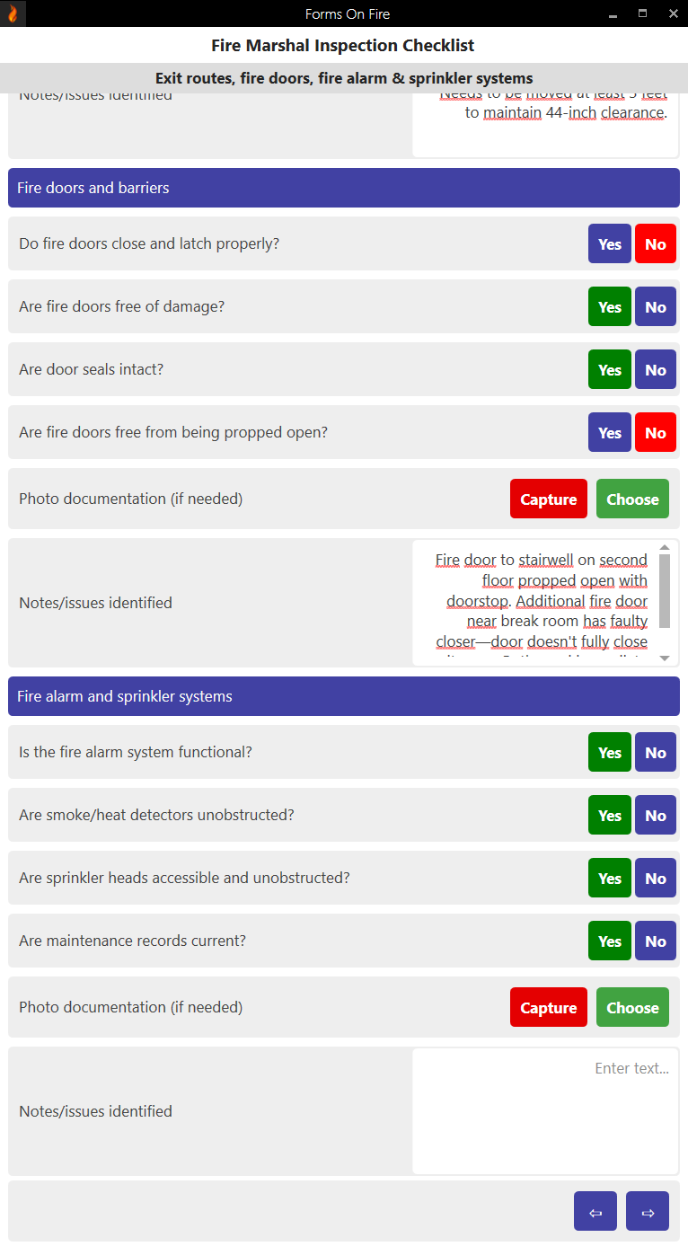 Fire Marshal Inspection Checklist Template screen 2.