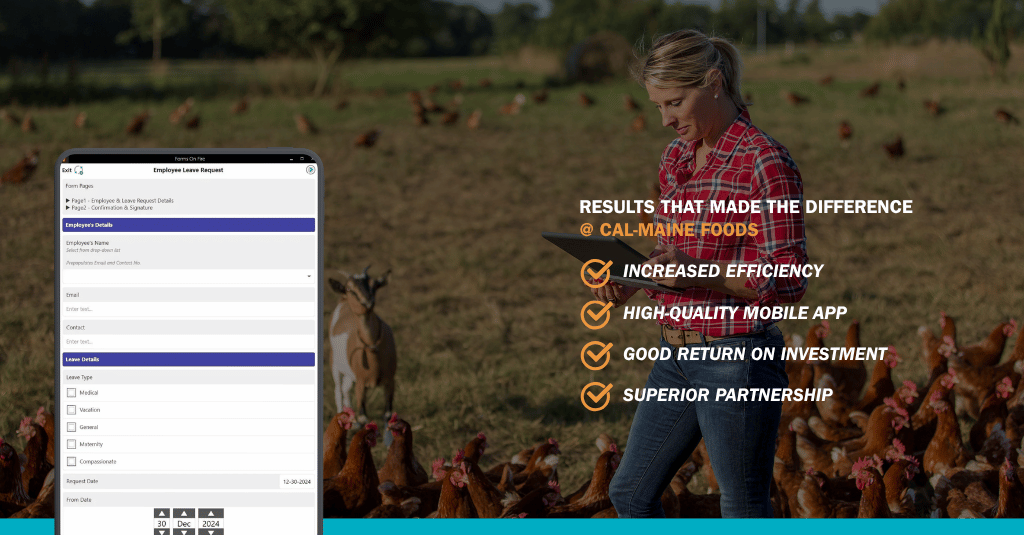 Appenate case study results for Cal-Maine Foods: increased efficiency, high-quality mobile app, good return on investment, and superior partnership.