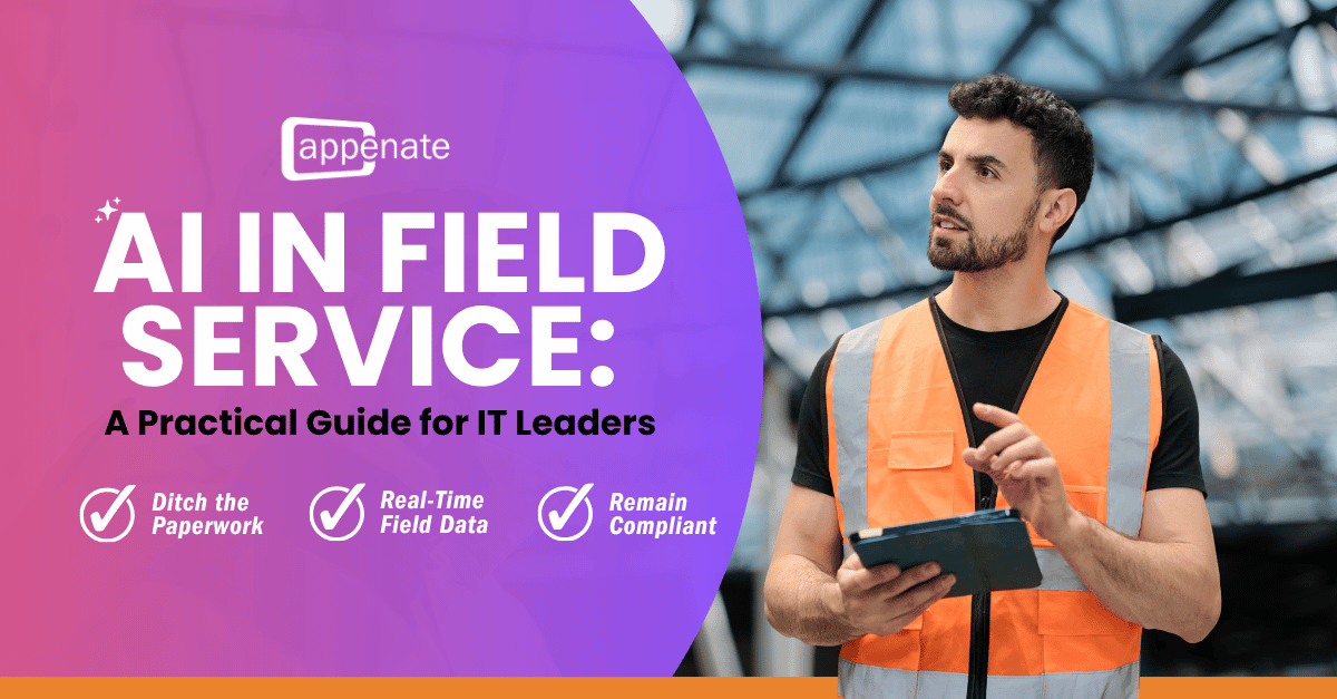 A blog banner illustrating artificial intelligence in field service management for IT leaders.