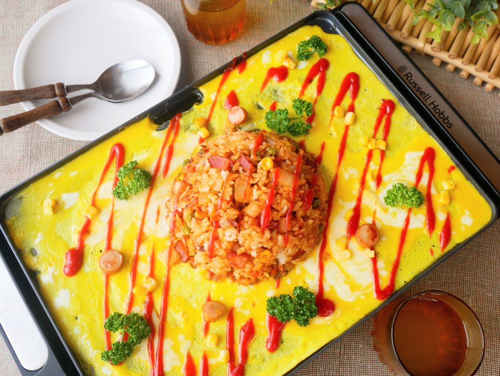 ベーシックホットプレートで焼いたオムライス