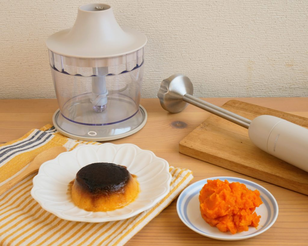 レコルトのハンディブレンダーとかぼちゃペースト、かぼちゃプリン