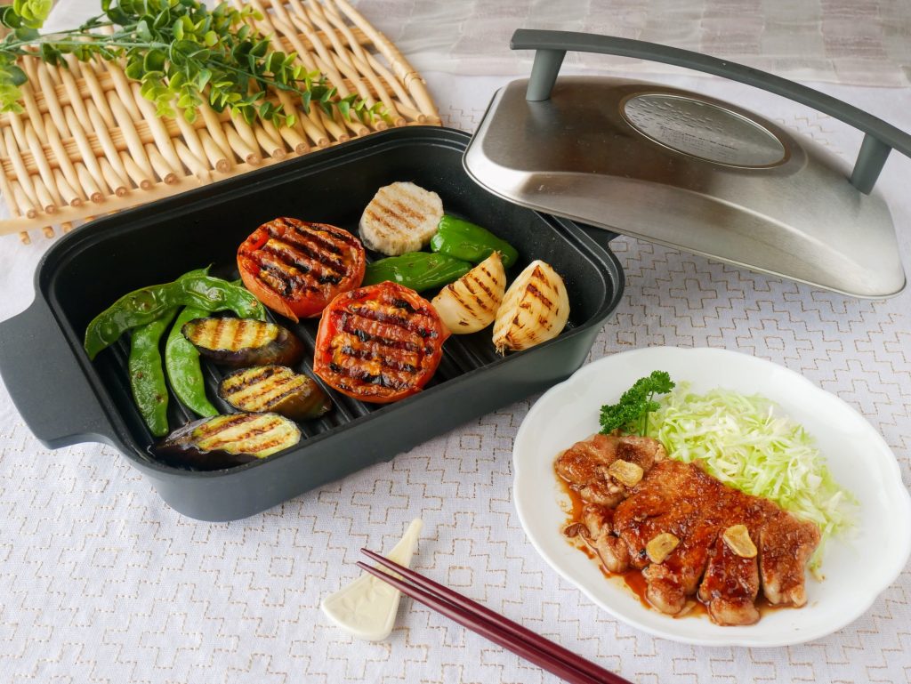 スチームクッカーで焼いた焼き野菜とトンテキ