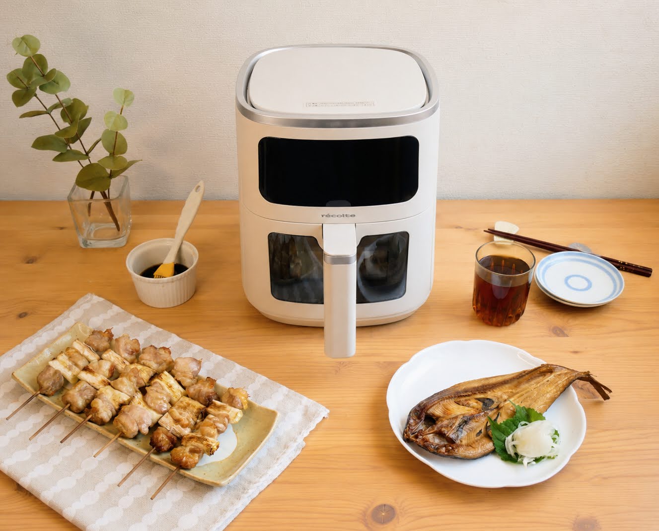 レコルトのエアーオーブン４Lと、ホッケ、焼き鳥2種