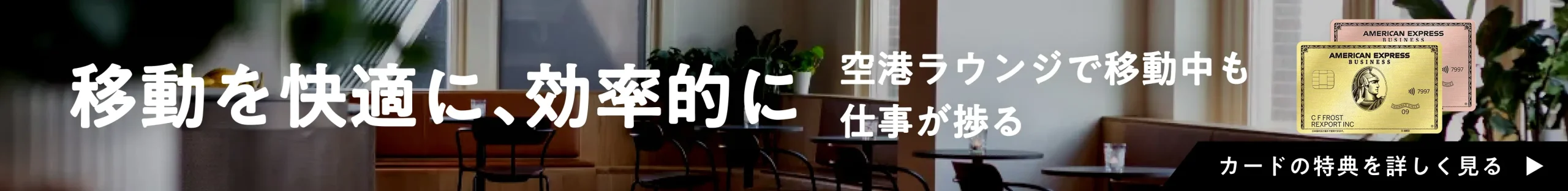 移動を快適に、効率的に 空港ラウンジで移動中も 仕事が捗る［カードの特典を詳しく見る］