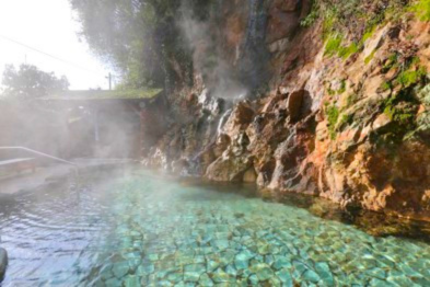久美浜温泉 湯元館の草木や岩など自然の中に溶け込む露天風呂