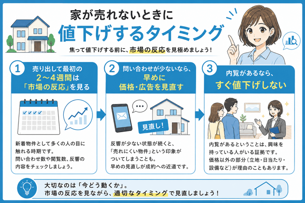家が売れないとき、値下げするタイミングはいつ?