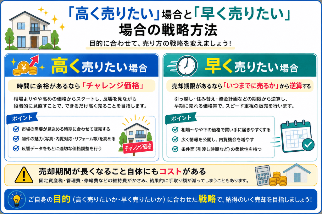 「高く売りたい」と「早く売りたい」では戦略が変わる