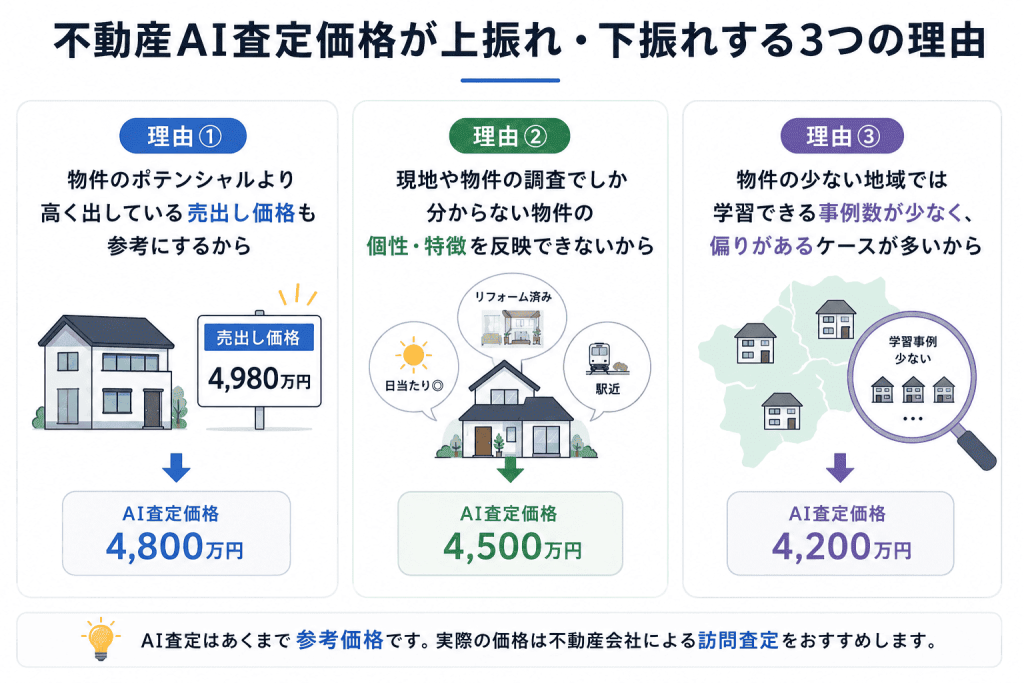 不動産AI査定価格が上振れ・下振れする3つの理由