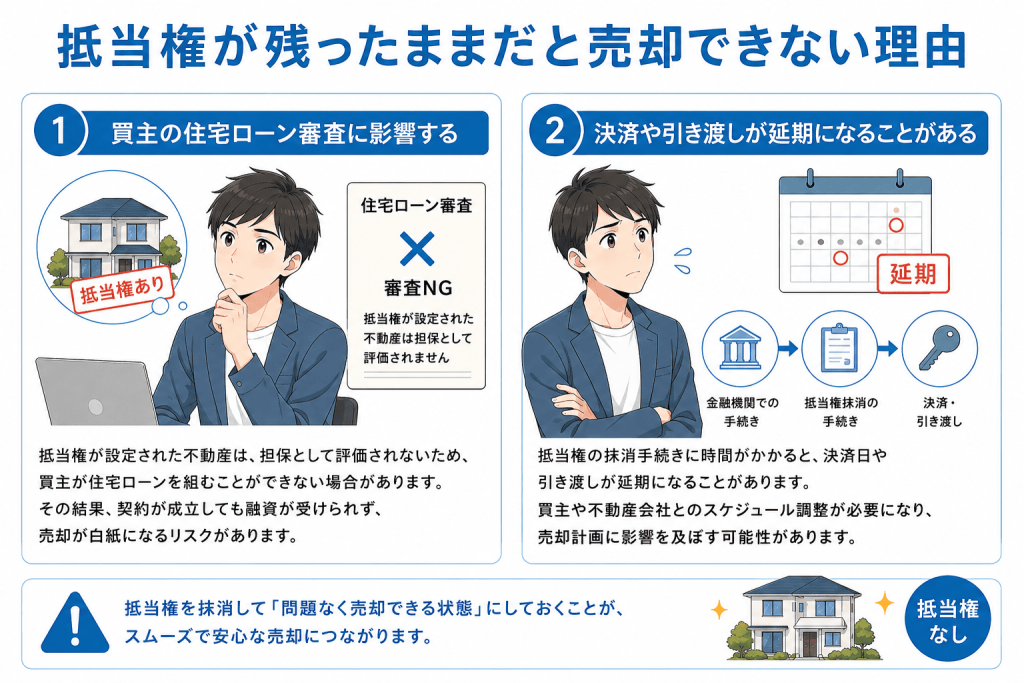 2. 抵当権が残ったままだと売却できない?