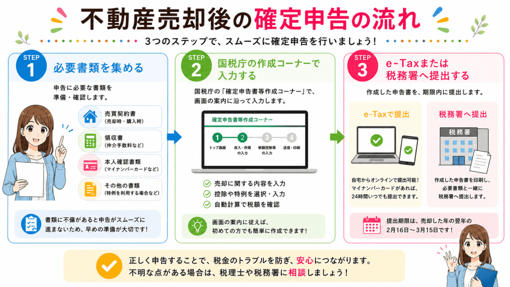 不動産売却後の確定申告の流れ【3ステップ】