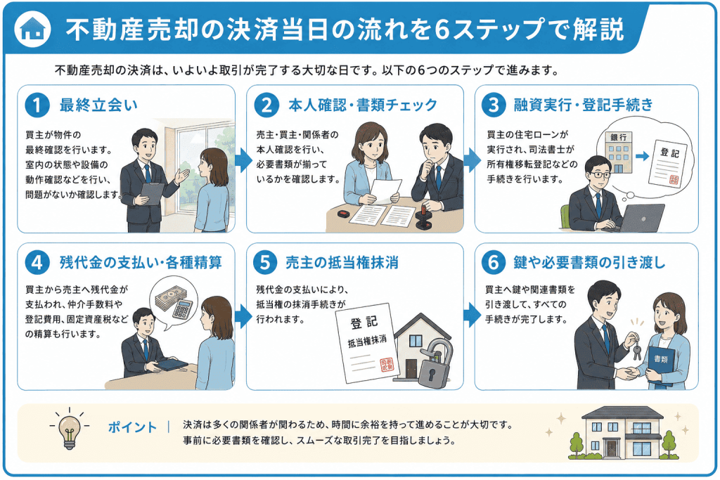 不動産売却の決済当日の流れを6ステップで解説