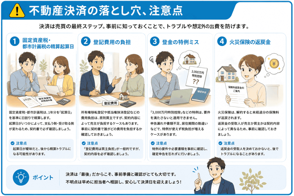 不動産決済の落とし穴、注意点