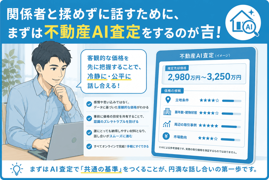 まとめ:関係者と揉めずに話すために、まずは不動産AI査定をするのが吉!