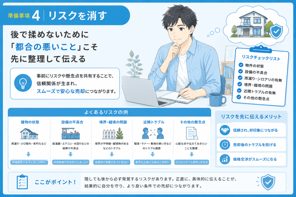 準備事項4. リスクを消す:後で揉めないために「都合の悪いこと」こそ先に整理して伝える