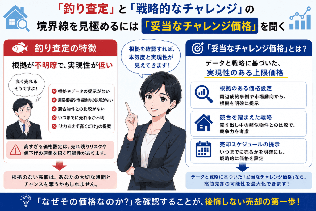「釣り査定」と「戦略的なチャレンジ」の境界線を見極めるには「妥当なチャレンジ価格」を聞く