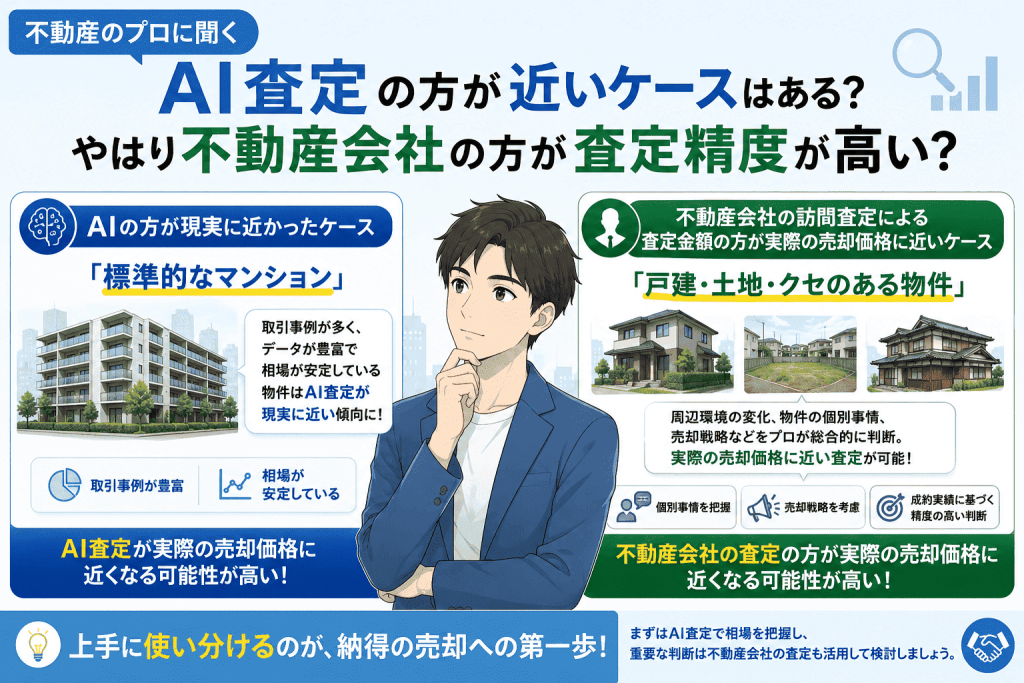不動産のプロに聞く、AI査定の方が近いケースはある?やはり不動産会社の方が査定精度が高い?
