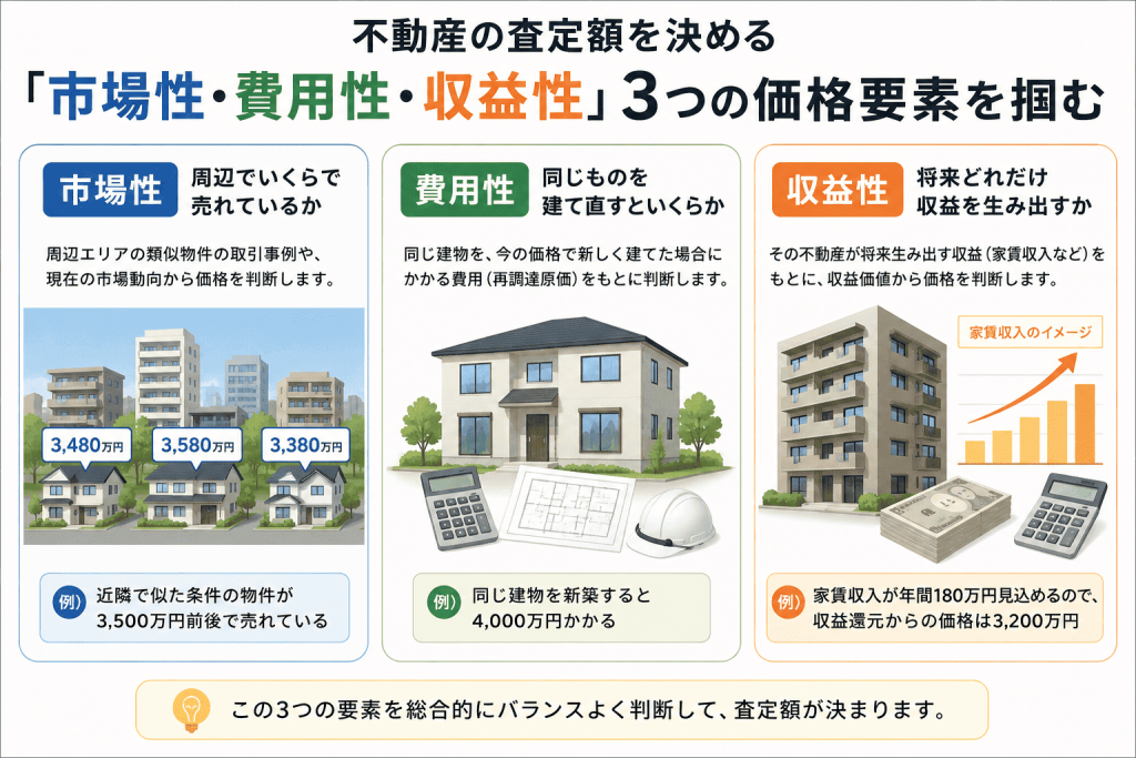 不動産の査定額を決める「市場性・費用性・収益性」3つの価格要素を掴む