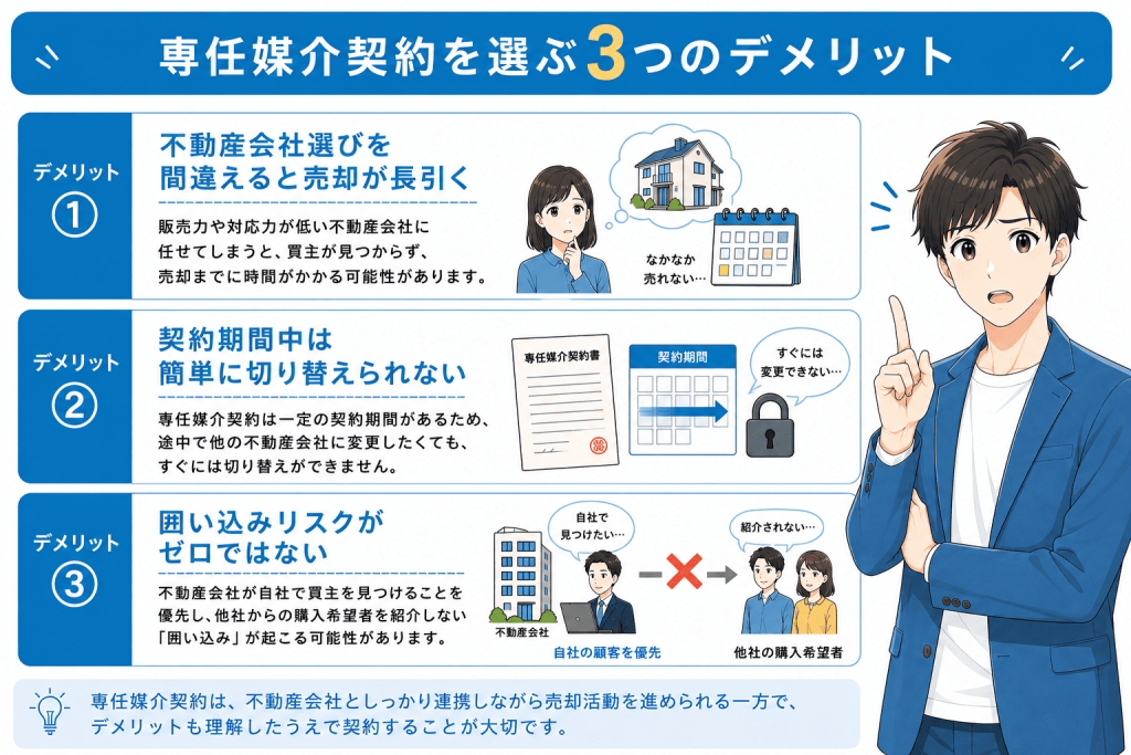専任媒介契約を選ぶ3つのデメリット