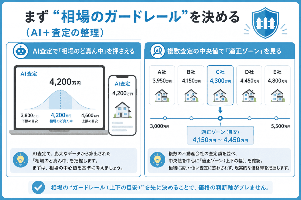 まず“相場のガードレール”を決める(AI+査定の整理)
