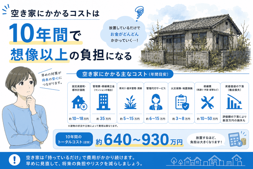 シミュレーション|空き家を10年間保有するといくらかかる?