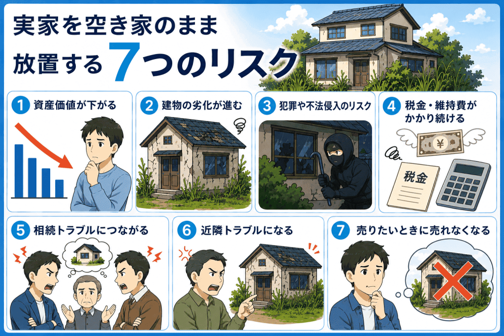実家を空き家のまま放置すると起こる7つのリスク