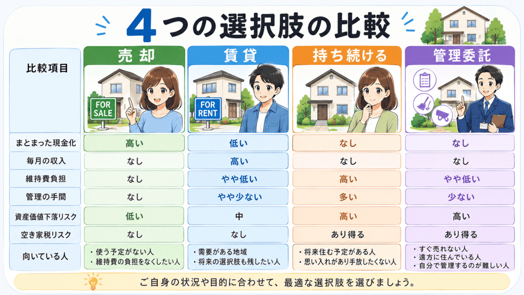 空き家は売る・貸す・持ち続ける?4つの選択肢を比較