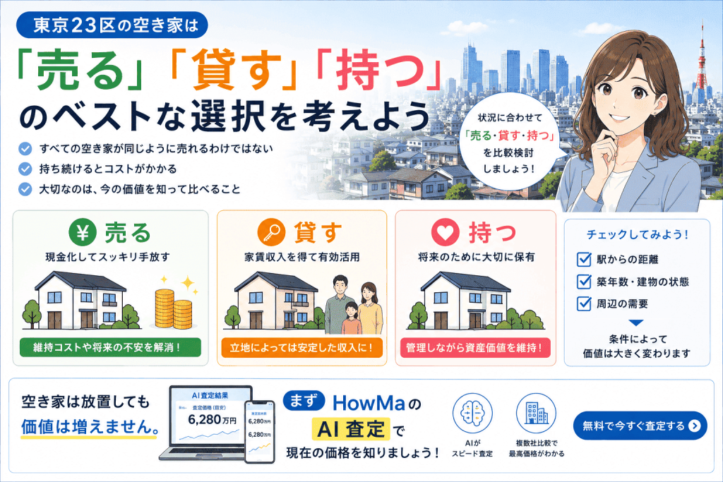 まとめ:東京23区の空き家は「売る」「貸す」「持つ」のベストな選択を考えよう