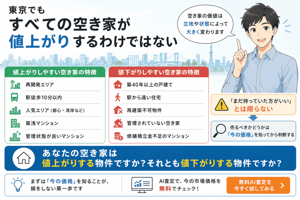 東京23区の空き家は値上がりする?値下がりする?