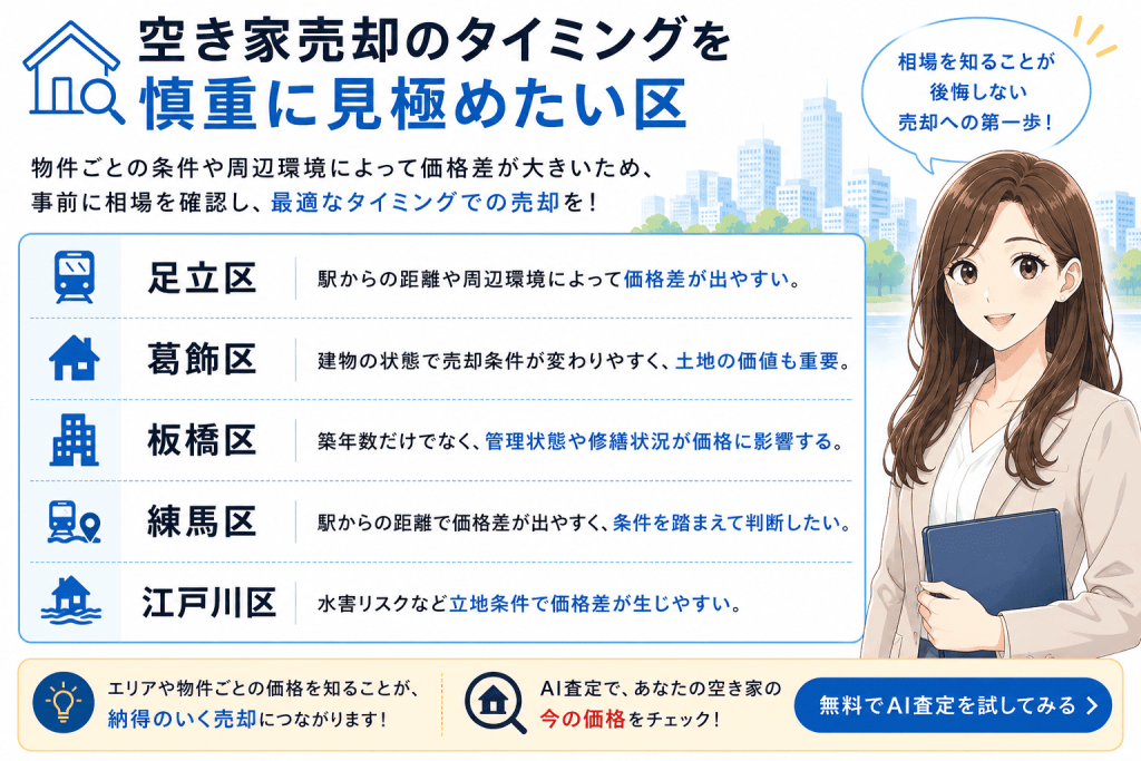 空き家売却のタイミングを慎重に見極めたい区