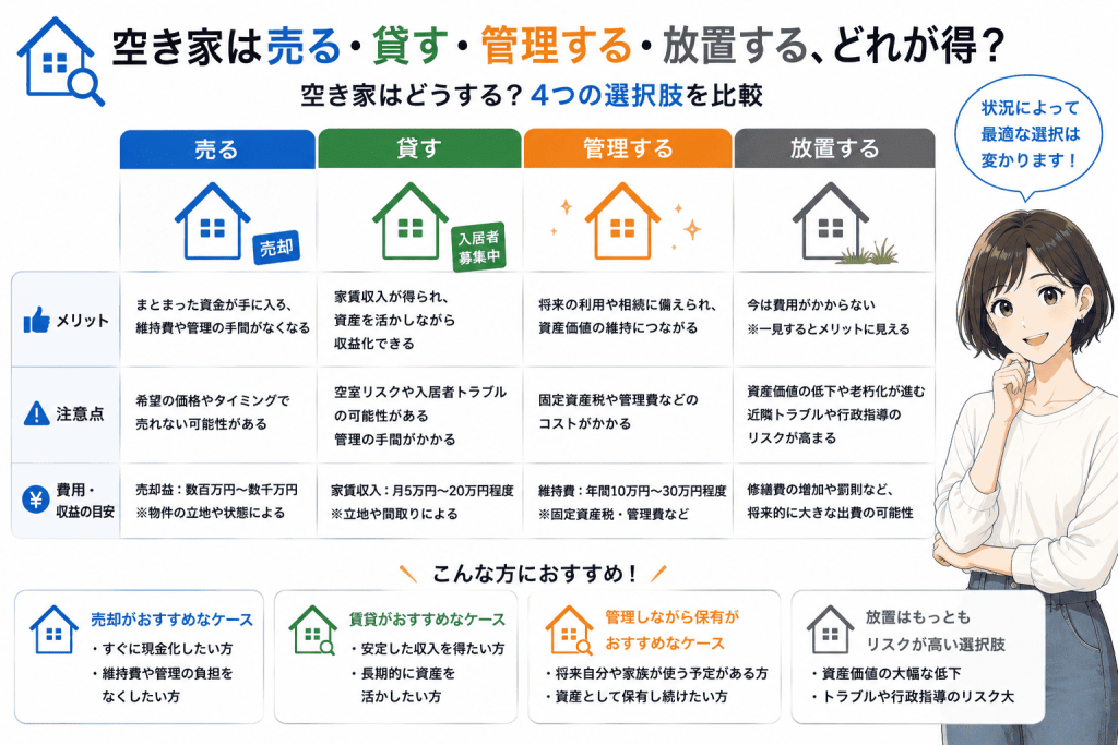 空き家は売る・貸す・管理する・放置する、どれが得?
