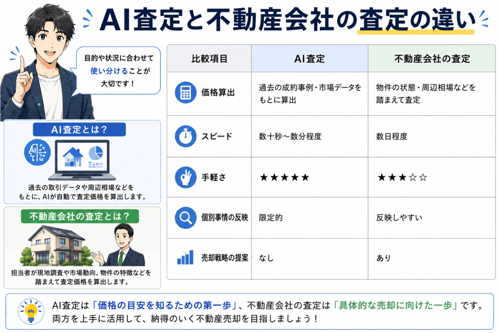 AI査定と不動産会社の査定の違い