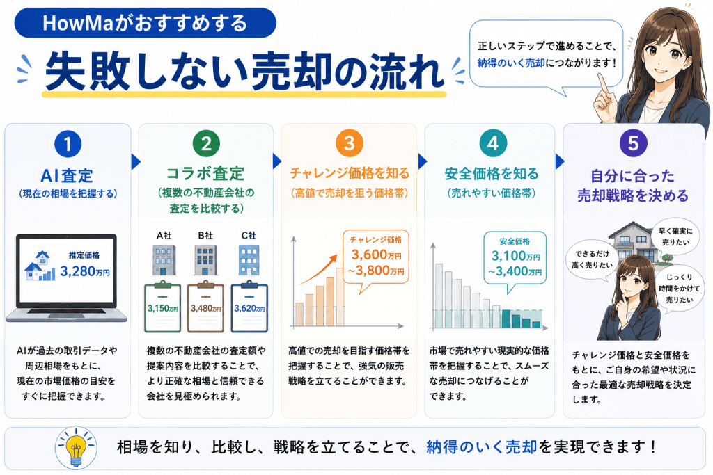 HowMaがおすすめする「失敗しない売却の流れ」