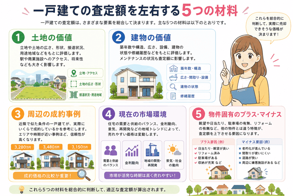 一戸建ての査定額はどう決まる?価格を左右する5つの材料
