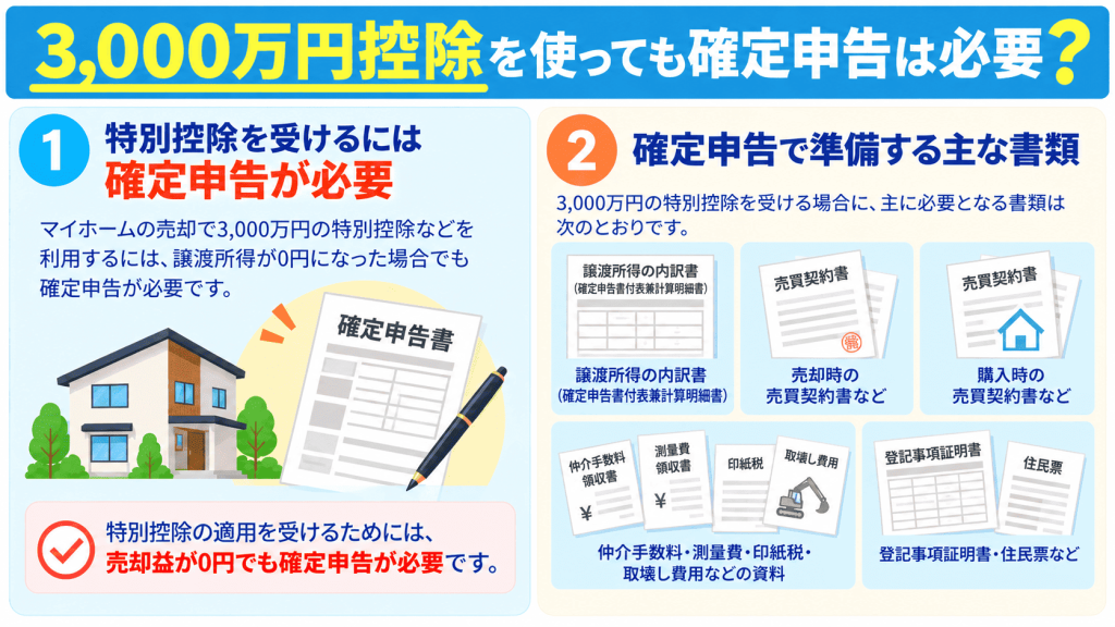 3,000万円控除を使っても確定申告は必要?