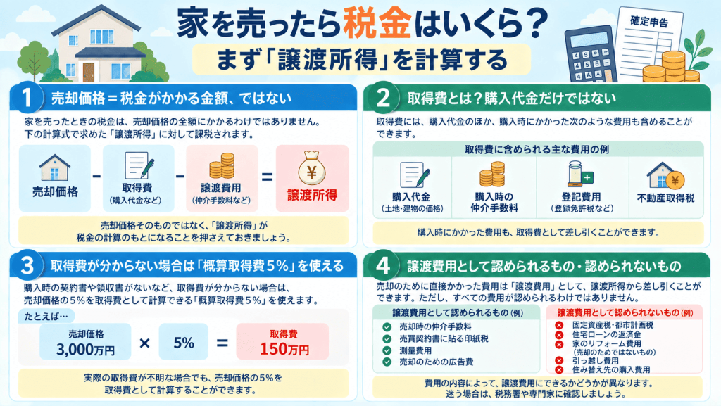 家を売ったら税金はいくら?まず「譲渡所得」を計算する