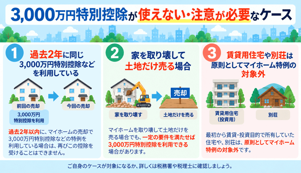 3,000万円特別控除が使えない・注意が必要なケース